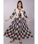 Blue Floral Kurti with Koti