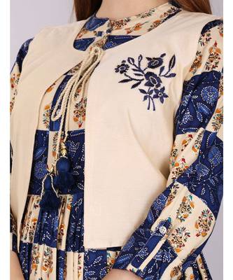 Blue Floral Kurti with Koti 2