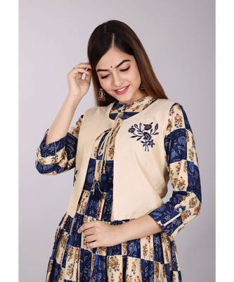 Blue Floral Kurti with Koti 3