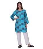 Aqua Blue Digital Print Night wear top