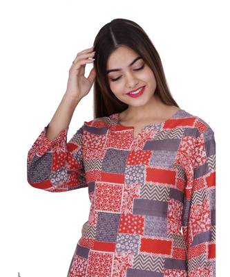 Digital Print Night Wear top WITH Grey pants 3
