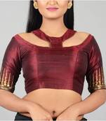 Maroon Raw Silk Designer Blouse