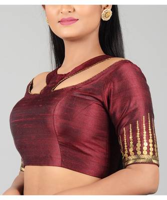 Maroon Raw Silk Designer Blouse 3