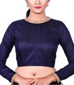 Navy Blue Raw Silk Designer Blouse