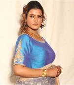 Blue Raw Silk Designer Blouse