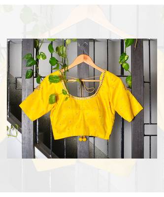 Yellow Brocade Designer Blouse 1