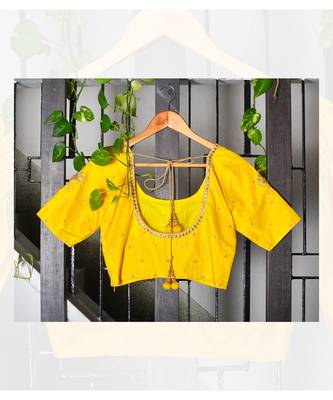 Yellow Brocade Designer Blouse 2