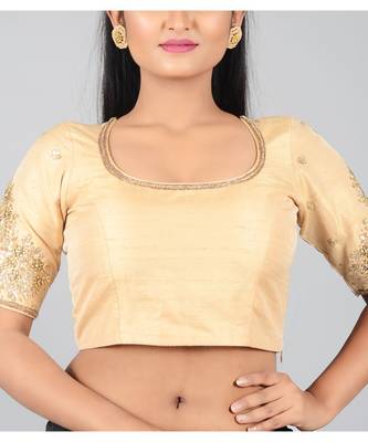 Beige Embroidered Designer Blouse 1