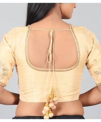 Beige Embroidered Designer Blouse 2
