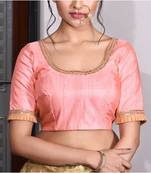Light pink solid raw silk blouse