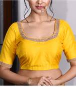 Lemon yellow raw silk blouse