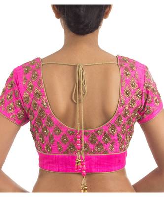 Pink Raw Silk with Embroidery Designer Blouse 2