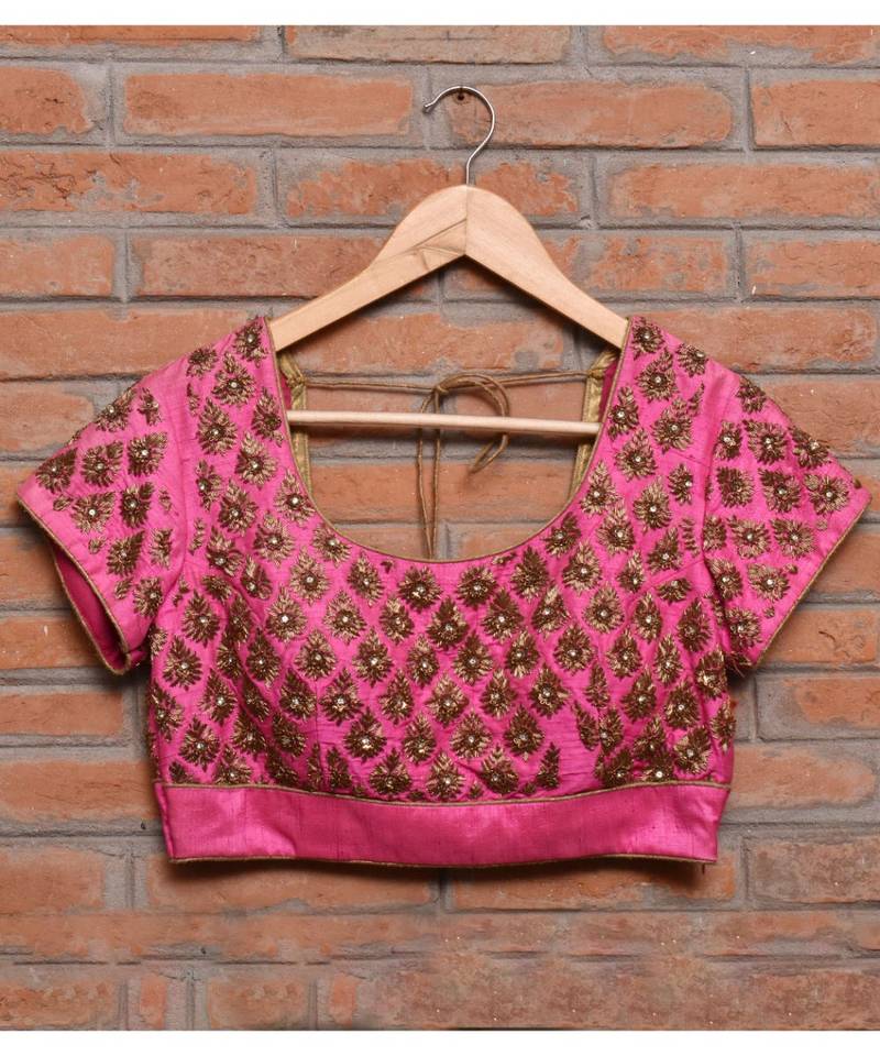 Rani Pink Raw Silk Designer Blouse