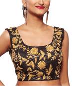 Black Raw Silk With Gold Dabka Embroidery Blouse