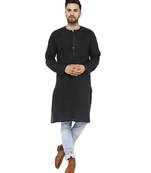 Black PLAIN Cotton KURTA 