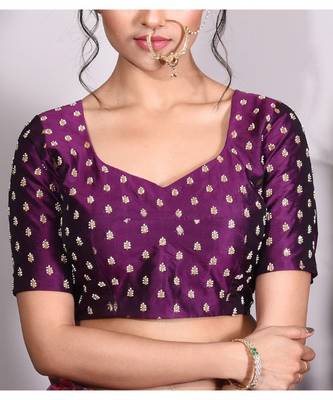 Voilet all over embroidered bridal wear blouse 1