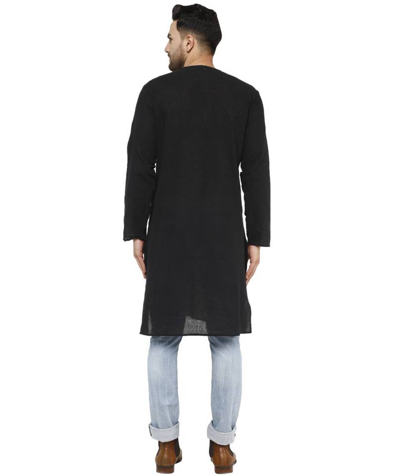 Black PLAIN Cotton KURTA 