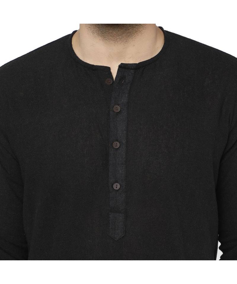 Black PLAIN Cotton KURTA 