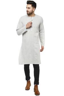 Grey PLAIN Cotton KURTA long 