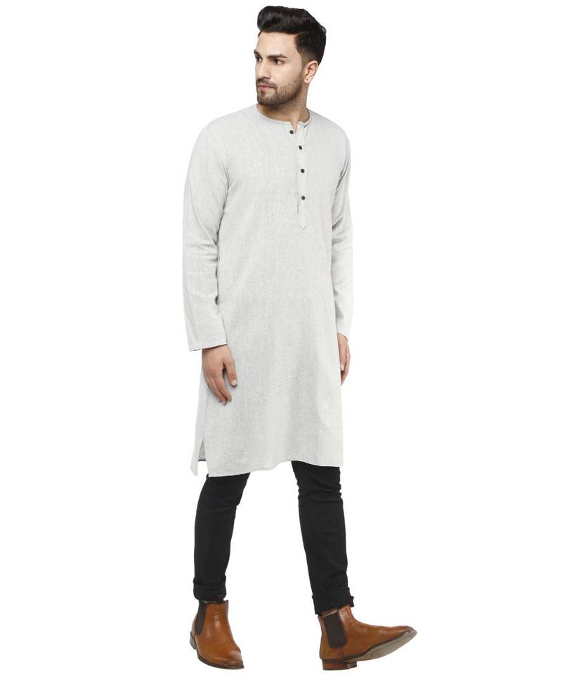Grey PLAIN Cotton KURTA long 