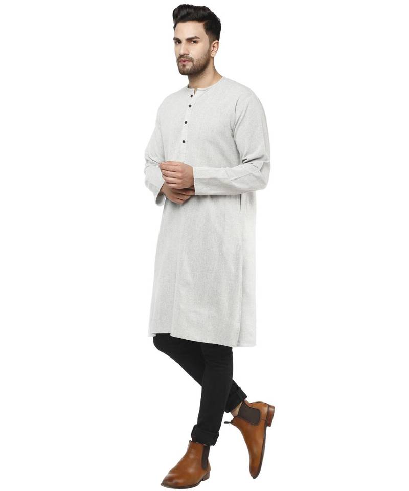 Grey PLAIN Cotton KURTA long 