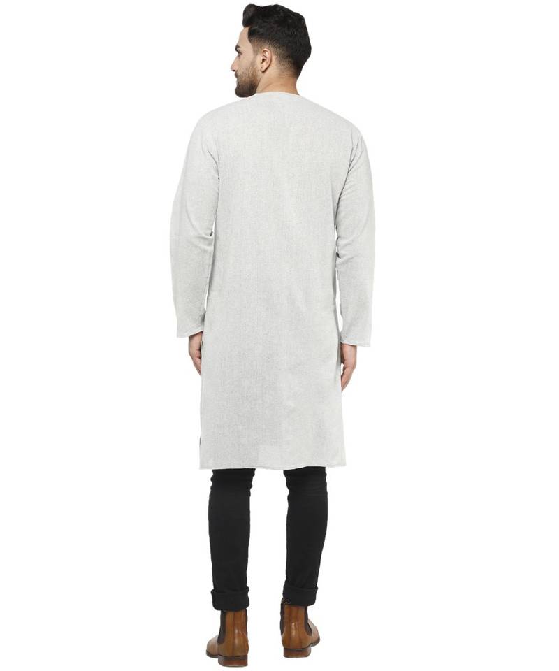 Grey PLAIN Cotton KURTA long 