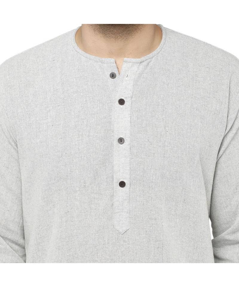 Grey PLAIN Cotton KURTA long 