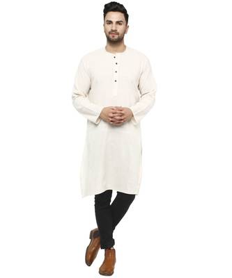 White PLAIN Cotton KURTA  1