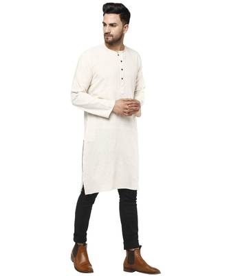 White PLAIN Cotton KURTA  2
