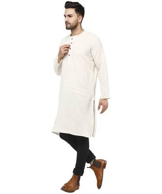 White PLAIN Cotton KURTA  3