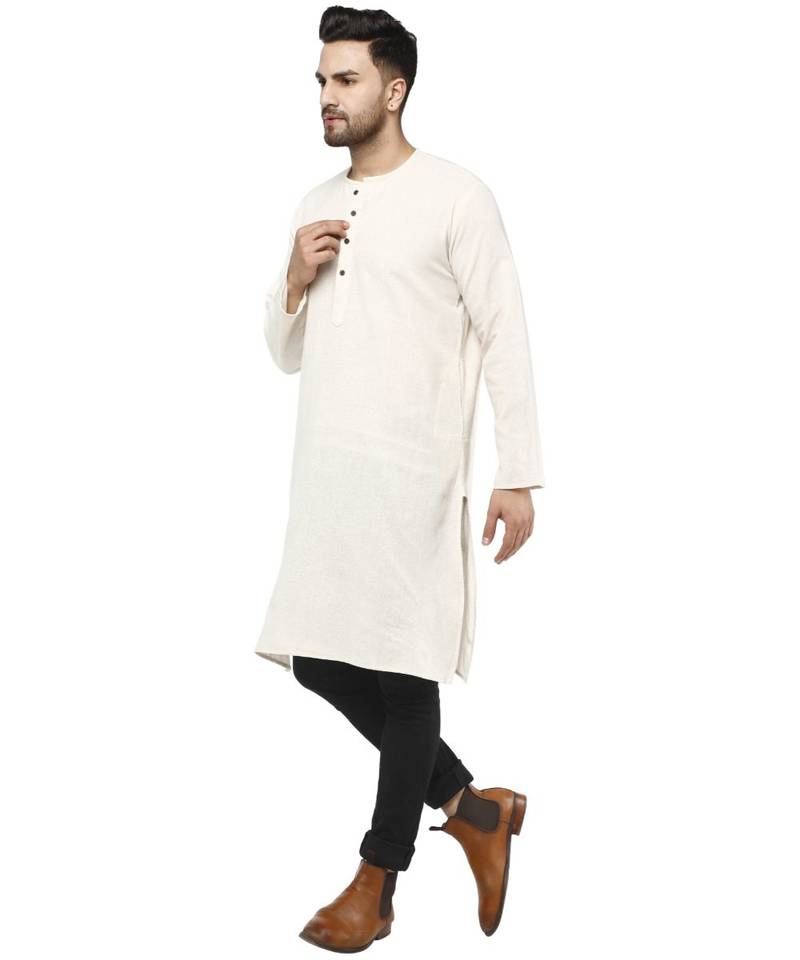 White PLAIN Cotton KURTA 