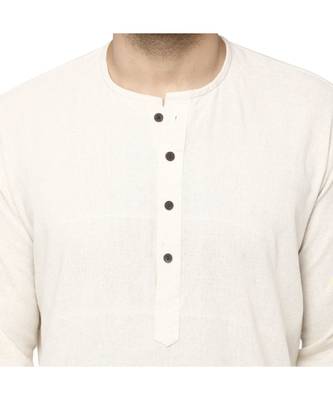 White PLAIN Cotton KURTA  5