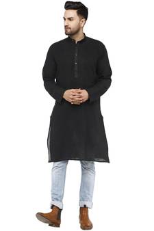 Black PLAIN Cotton KURTA 