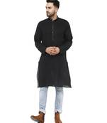 Black PLAIN Cotton KURTA 