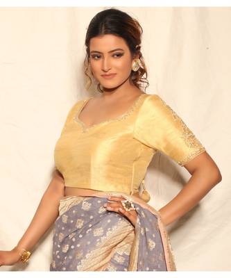 Gold Raw Silk Designer Blouse 1