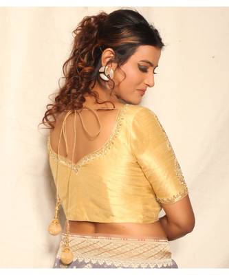 Gold Raw Silk Designer Blouse 2