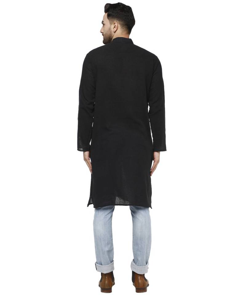 Black PLAIN Cotton KURTA 