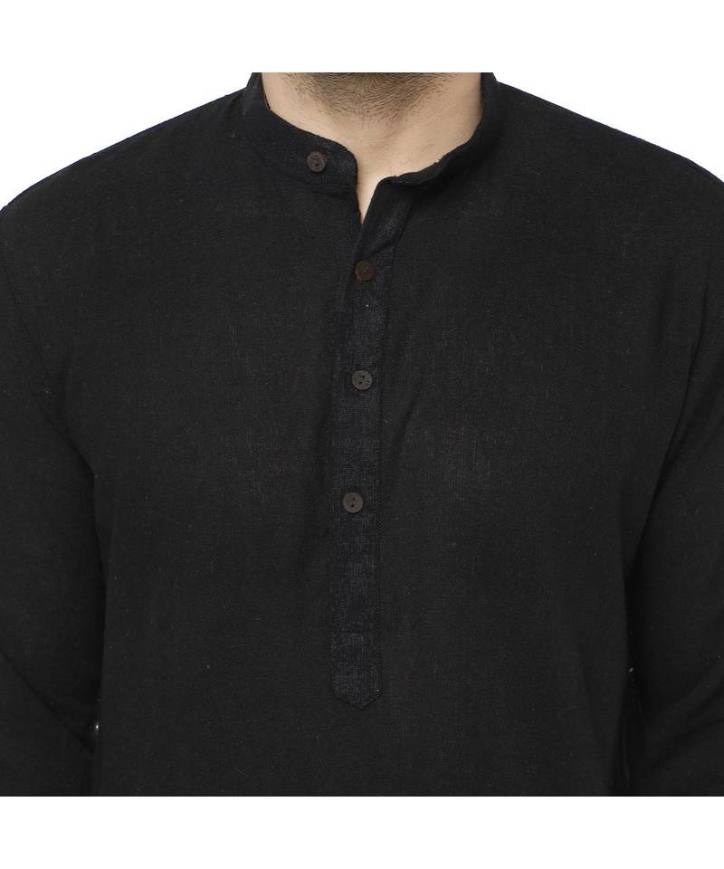 Black PLAIN Cotton KURTA 