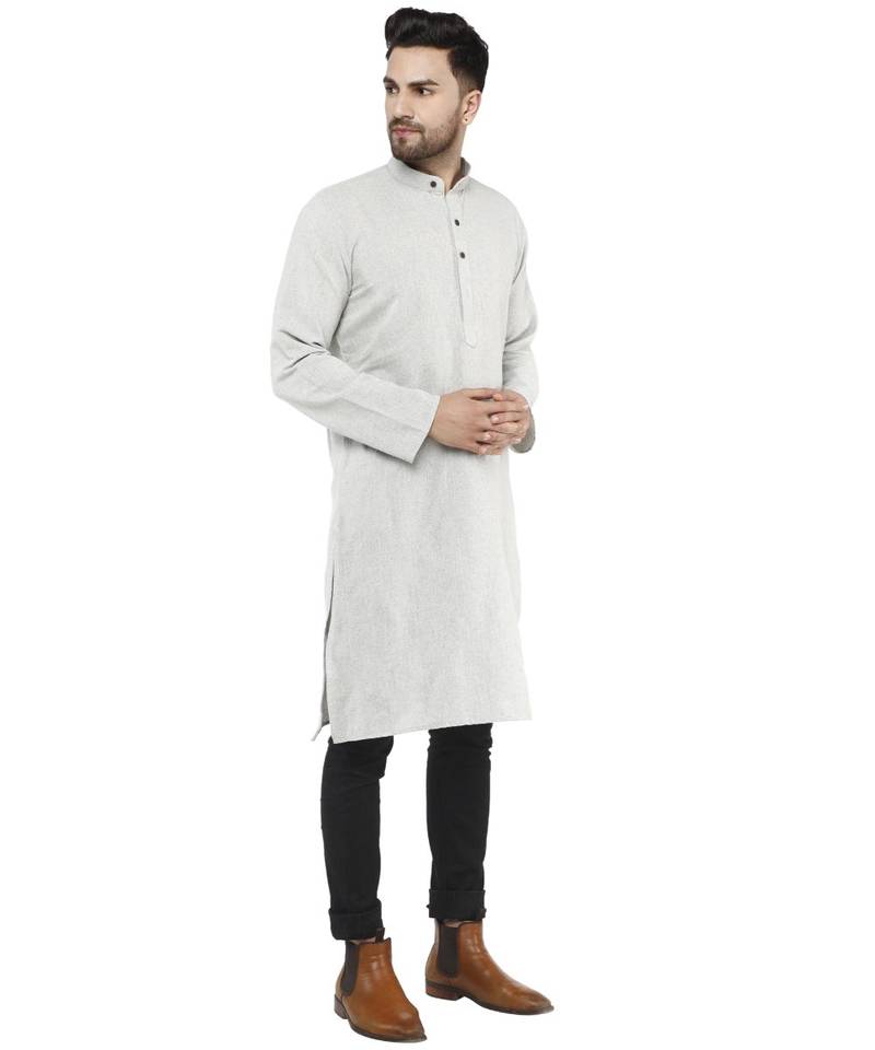 Grey PLAIN Cotton KURTA 