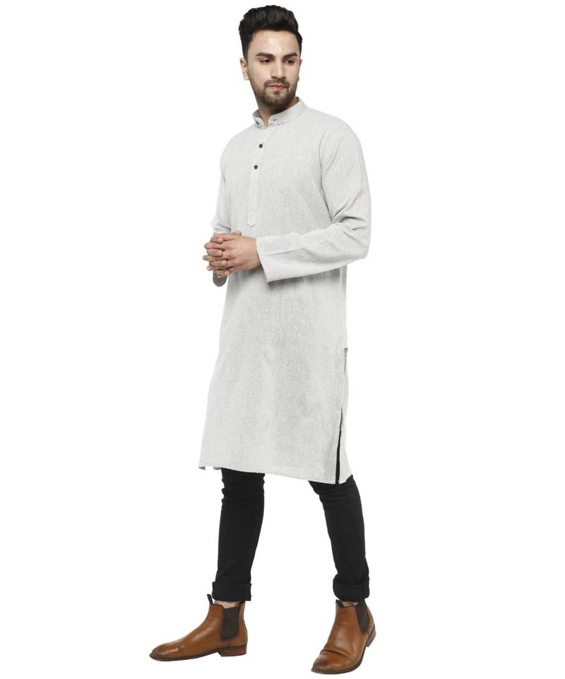 Grey PLAIN Cotton KURTA 