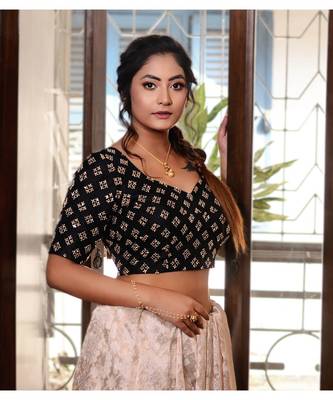 Black Raw Silk Designer Blouse 1