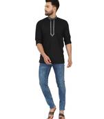 Black PLAIN Cotton KURTA 