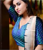 Blue Brocade Embroidered Designer Blouse