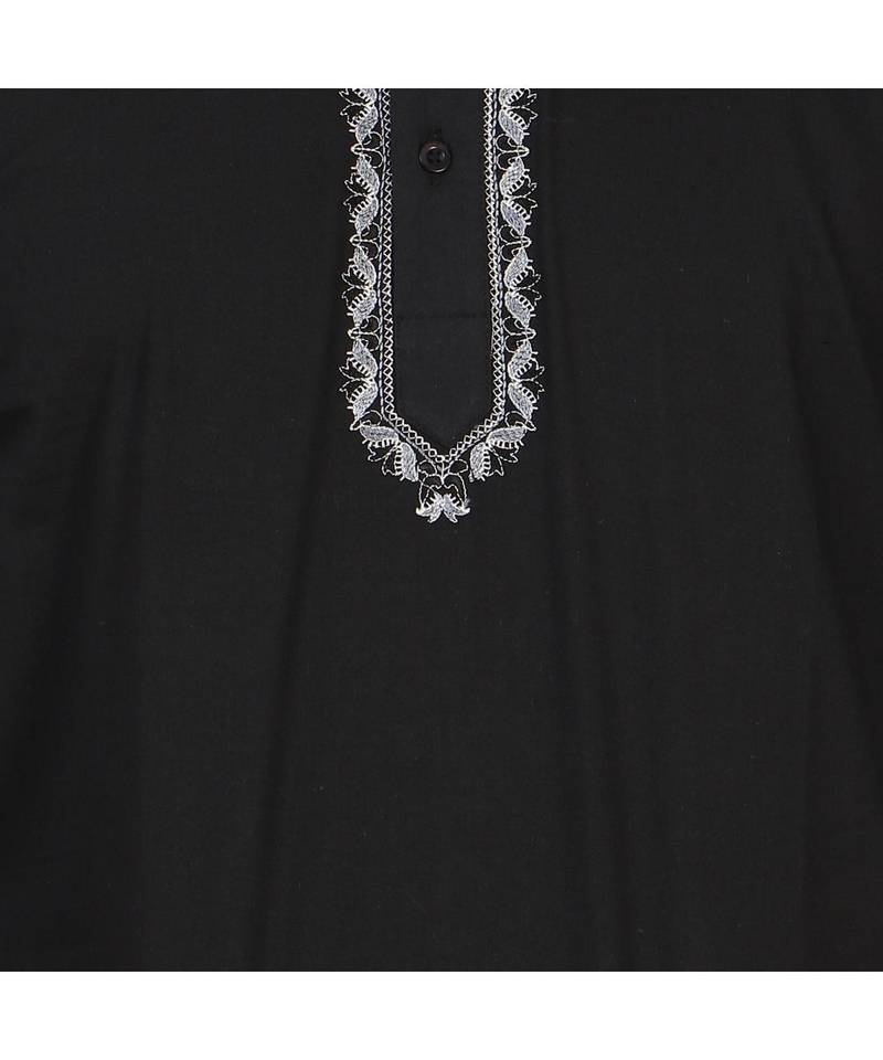 Black PLAIN Cotton KURTA 