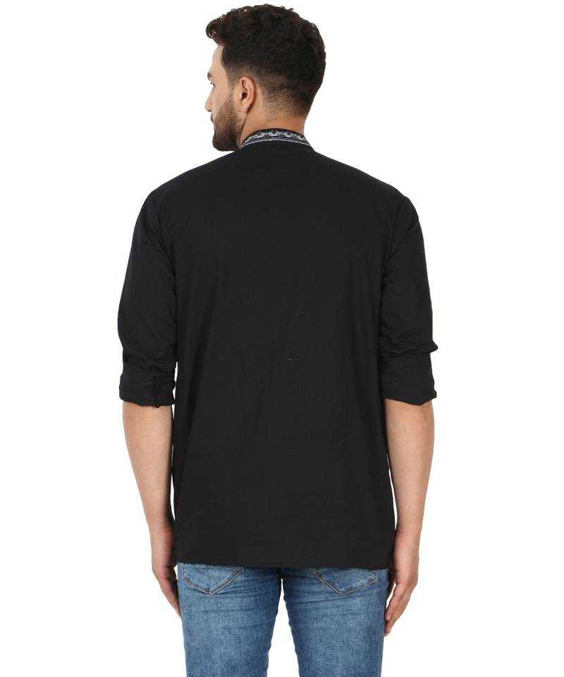 Black PLAIN Cotton KURTA 