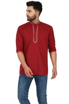 Red PLAIN Cotton KURTA 