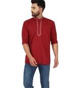 Red PLAIN Cotton KURTA 