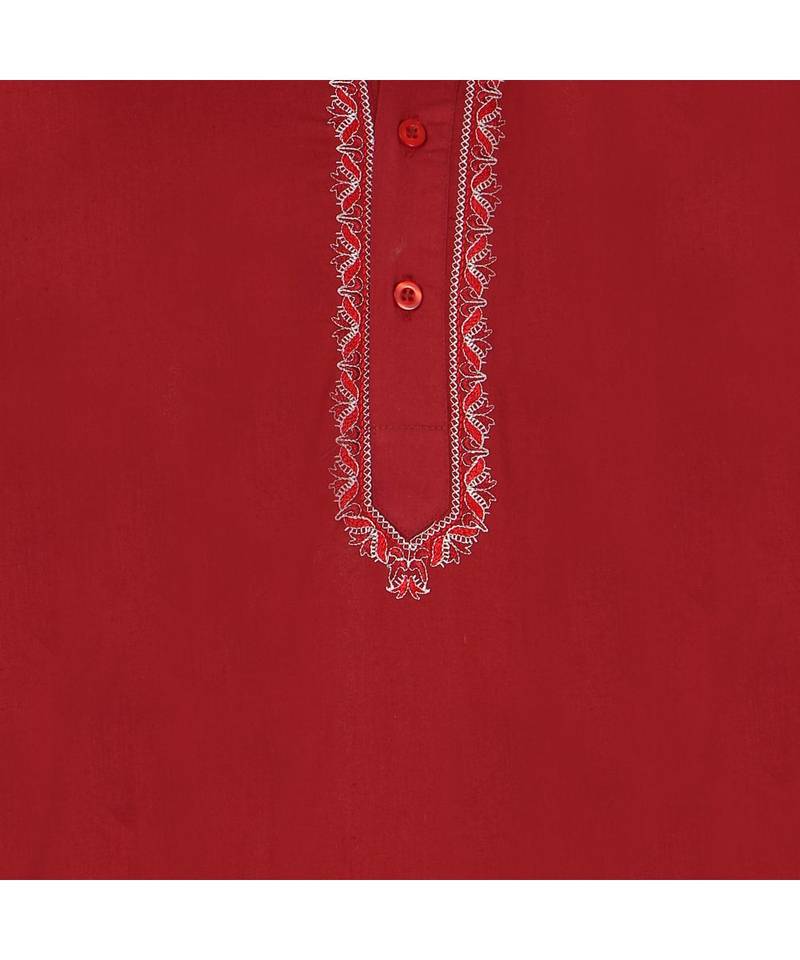 Red PLAIN Cotton KURTA 