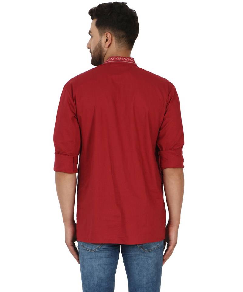 Red PLAIN Cotton KURTA 