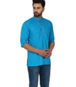 Blue PLAIN Cotton KURTA 